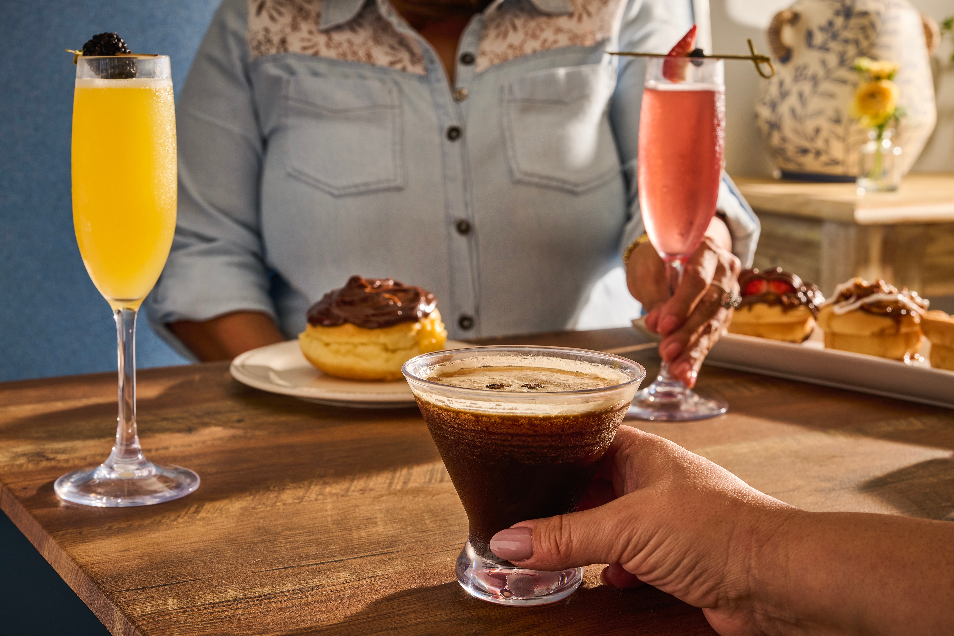 a photo of drinks on a table
