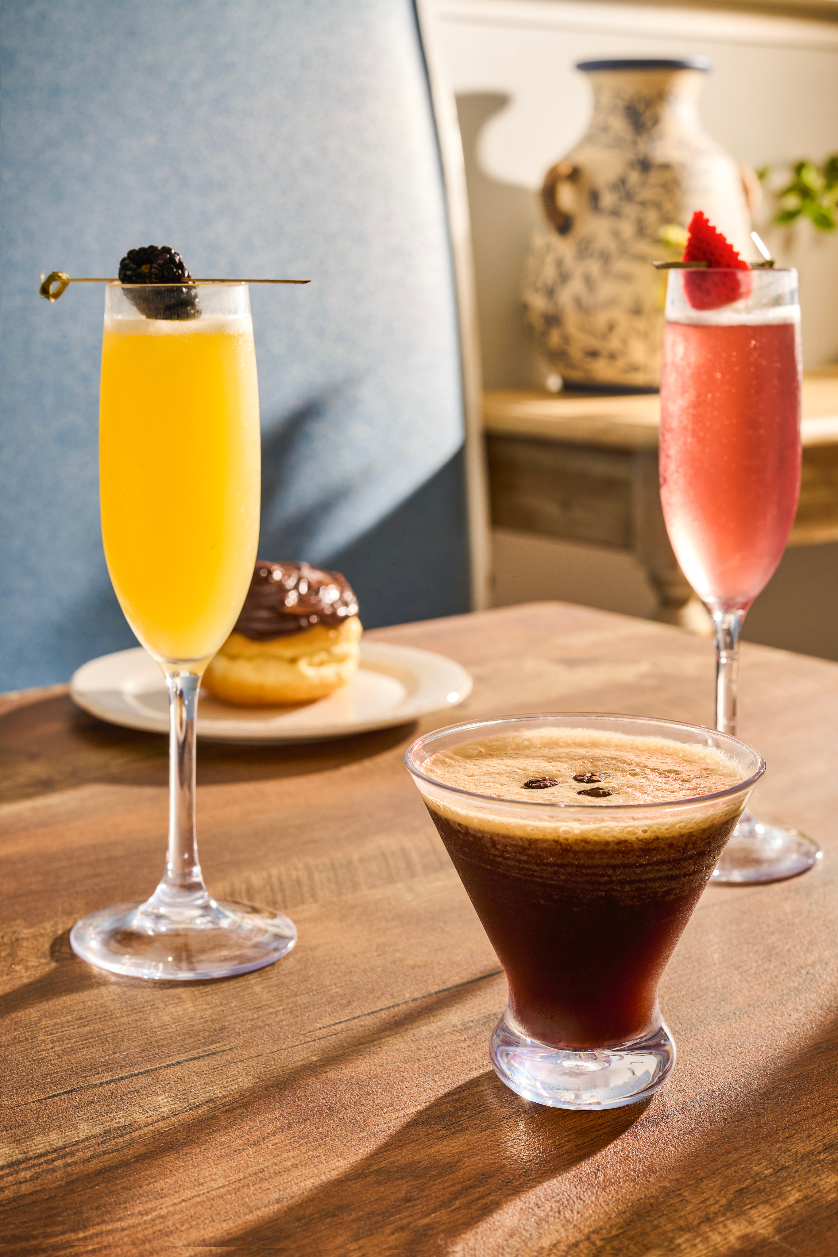 a photo of drinks on a table